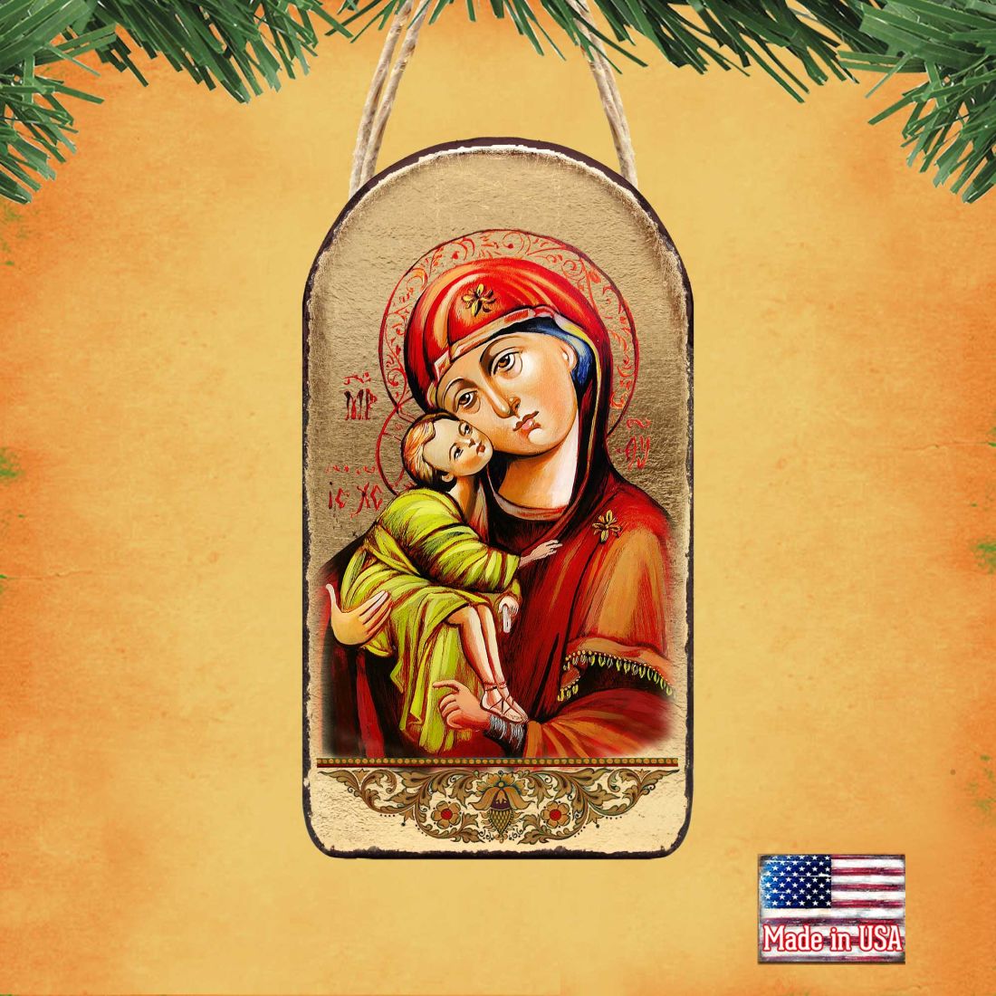 Holy Virgin Mary Religious Orthodox Sacred Icon Ornament - Inspirational Icon Décor - 87011