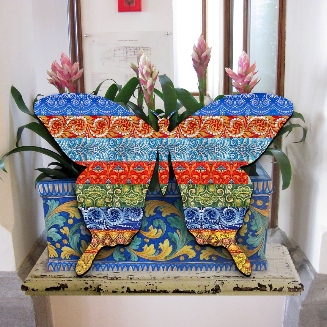 Quilted Butterfly Easter Door Decor by G. DeBrekht - Easter Spring Decor - 8198718H