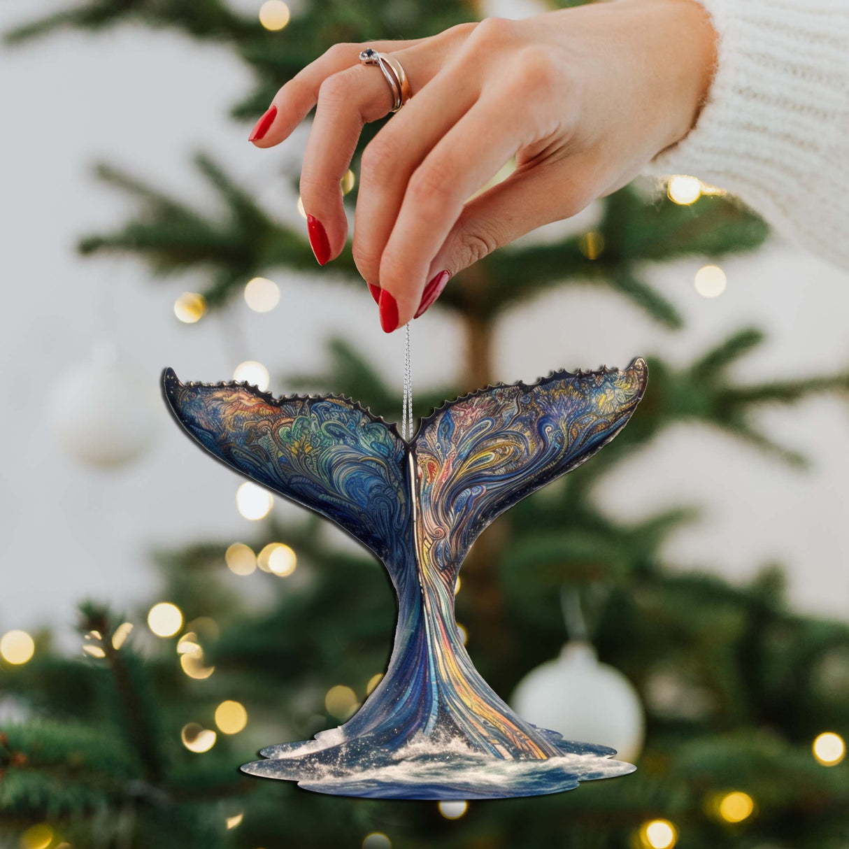 Humpback Whale Tail Wooden Ornaments by G.Debrekht - Wildlife Holiday Décor - 8710104-1