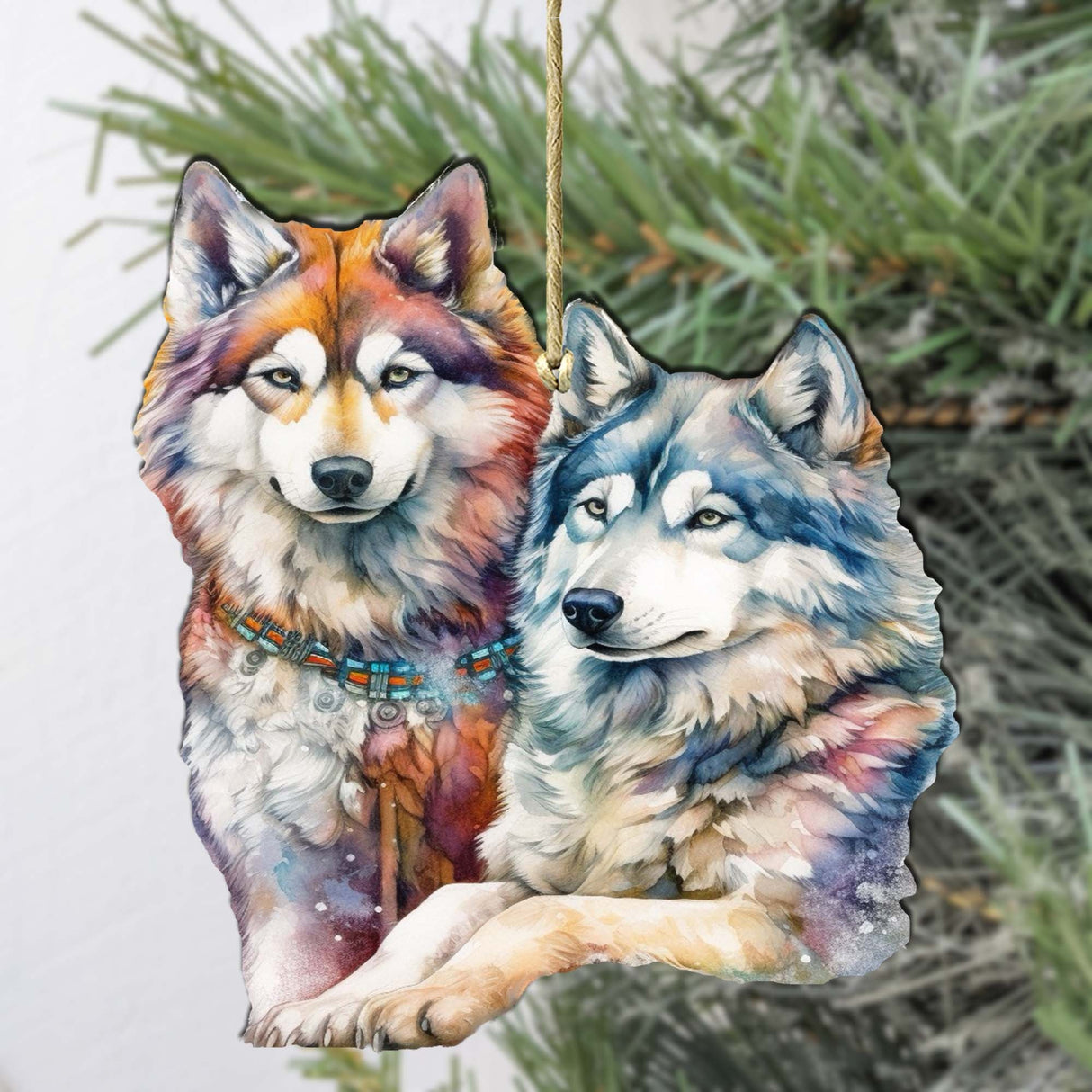 Mysterious Wolves Wooden Ornaments by G.Debrekht - Wildlife Holiday Décor - 8710115-3