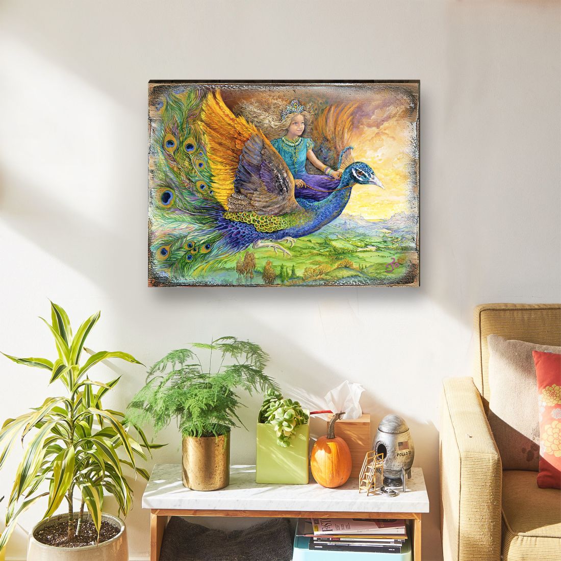 Arte mural de madera de fantasía de la Princesa Pavo Real de Josephine Wall - Decoración de fantasía - 852138-JW