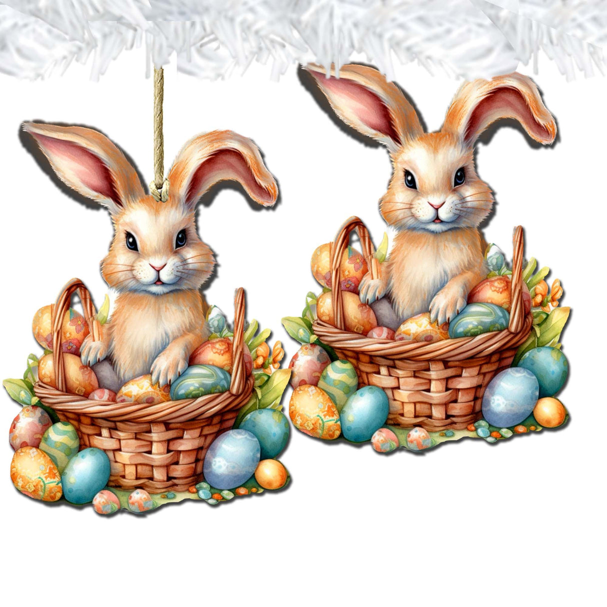 Easter Bunny Wooden Ornaments by G. DeBrekht Easter Spring Decor - 8652770
