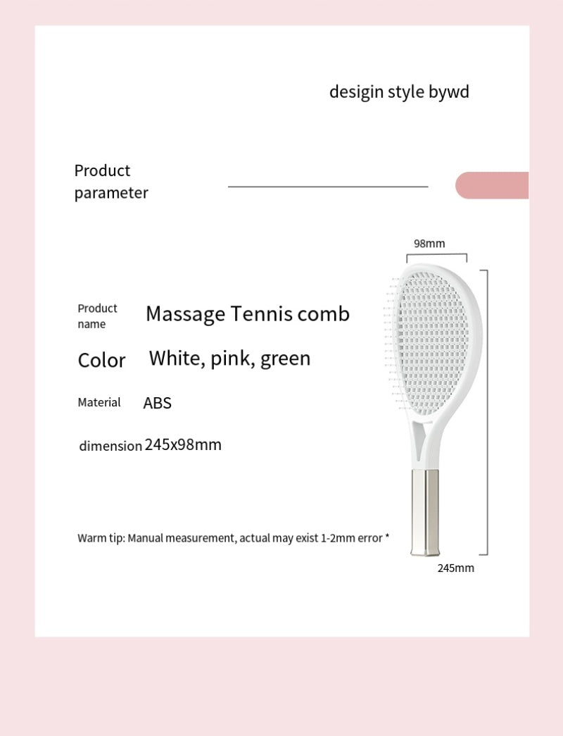 Tennis Racket Fluffy Comb: Airbag Cushion Massage for Thick Hair