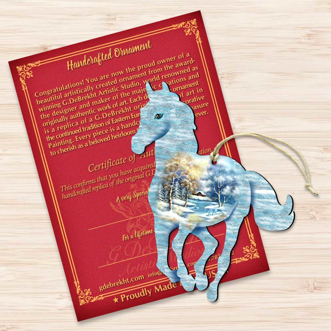 Adornos de madera de poni corriendo - Adorno para árbol de G. DeBrekht - Decoración navideña con animales salvajes - 8198155