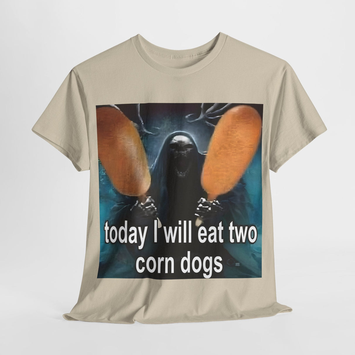 Camiseta divertida con meme "Hoy comeré dos perritos de maíz": divertida camiseta con humor gastronómico