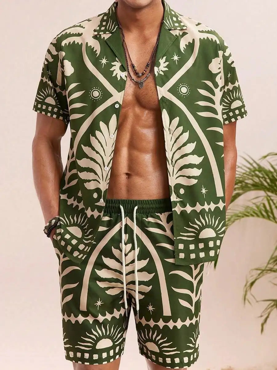 3D Digital Printing Men's Casual Loose Shirt Shorts - Lootquake