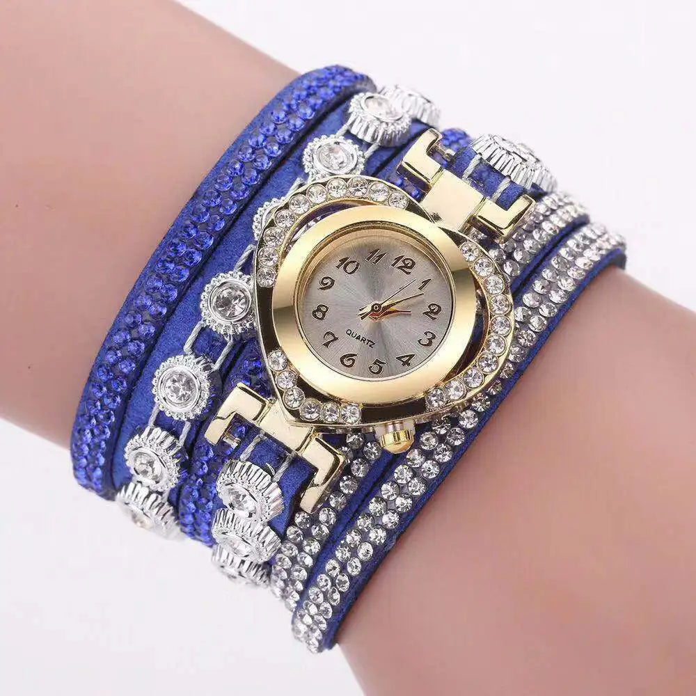 Colorful Bracelet Watch, Heart Shaped With Diamond Dials - Lootquake
