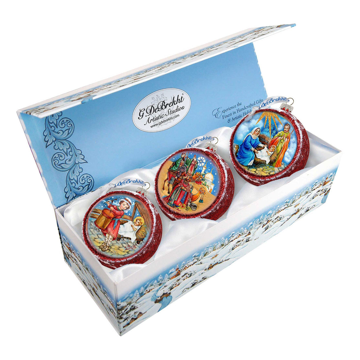 Nativity Story Glass Ornament Set of 3 by G. DeBrekht - Nativity Holiday Decor - 73750-S3