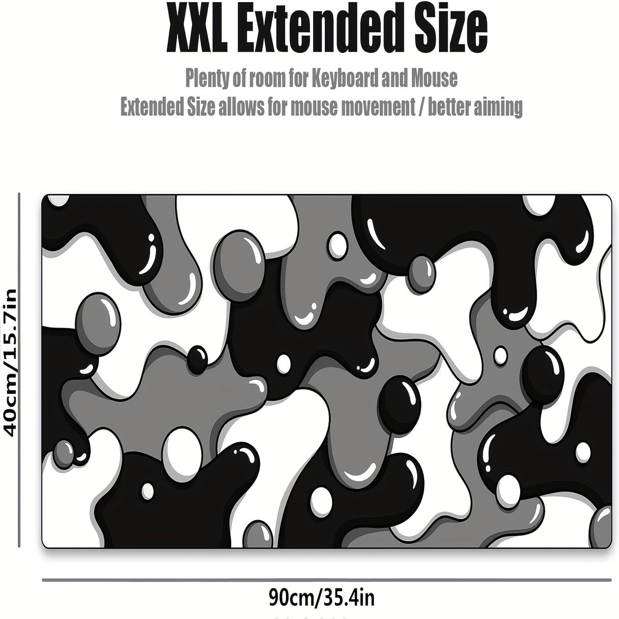 Professional Craftsman Gaming Mouse Pad - Large, Extra-Large, XXL Black & White Camouflage Design, Stain-Resistant & Non-Slip Rubber Base with Durable, Odor-Free Surface - Ideal for Gamers, Mouse Pad Gaming