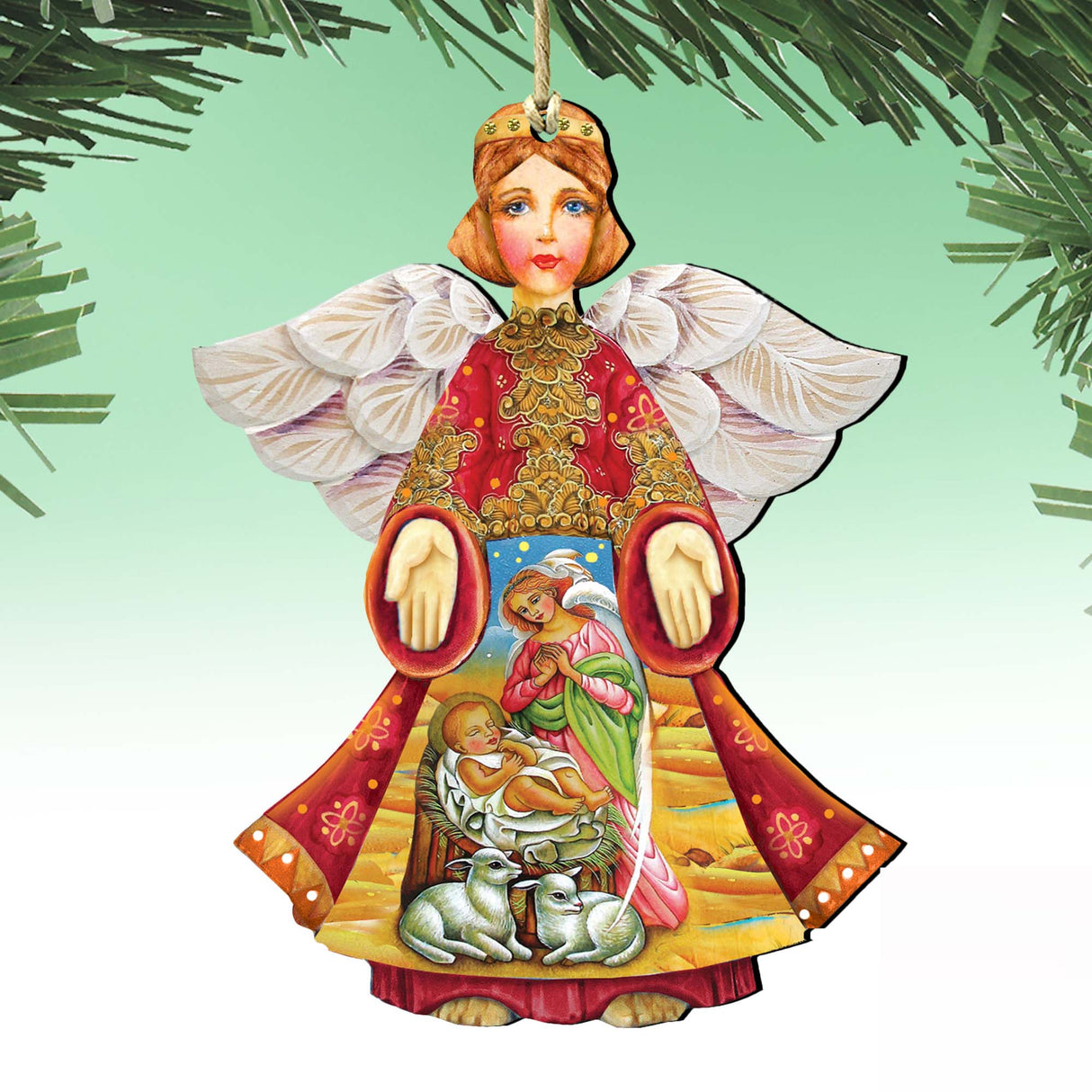Mary And Joseph Angel Wooden Ornaments by G. DeBrekht - Nativity Holiday Decor - 8154109