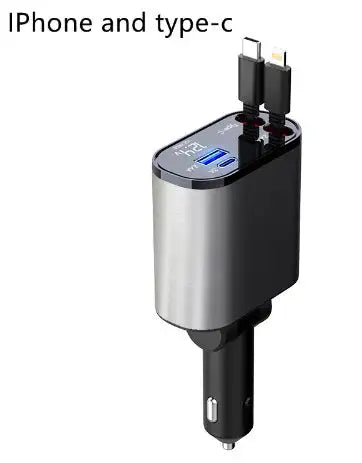 Metal Car Charger 100W Super Fast Charging Car Cigarette Lighter USB And TYPE-C Adapter - Lootquake