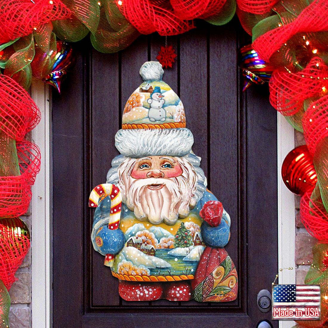 Decoración navideña para puerta con Papá Noel, maravillas invernales, de G. DeBrekht - Decoración navideña con Papá Noel y muñeco de nieve - 81519184H