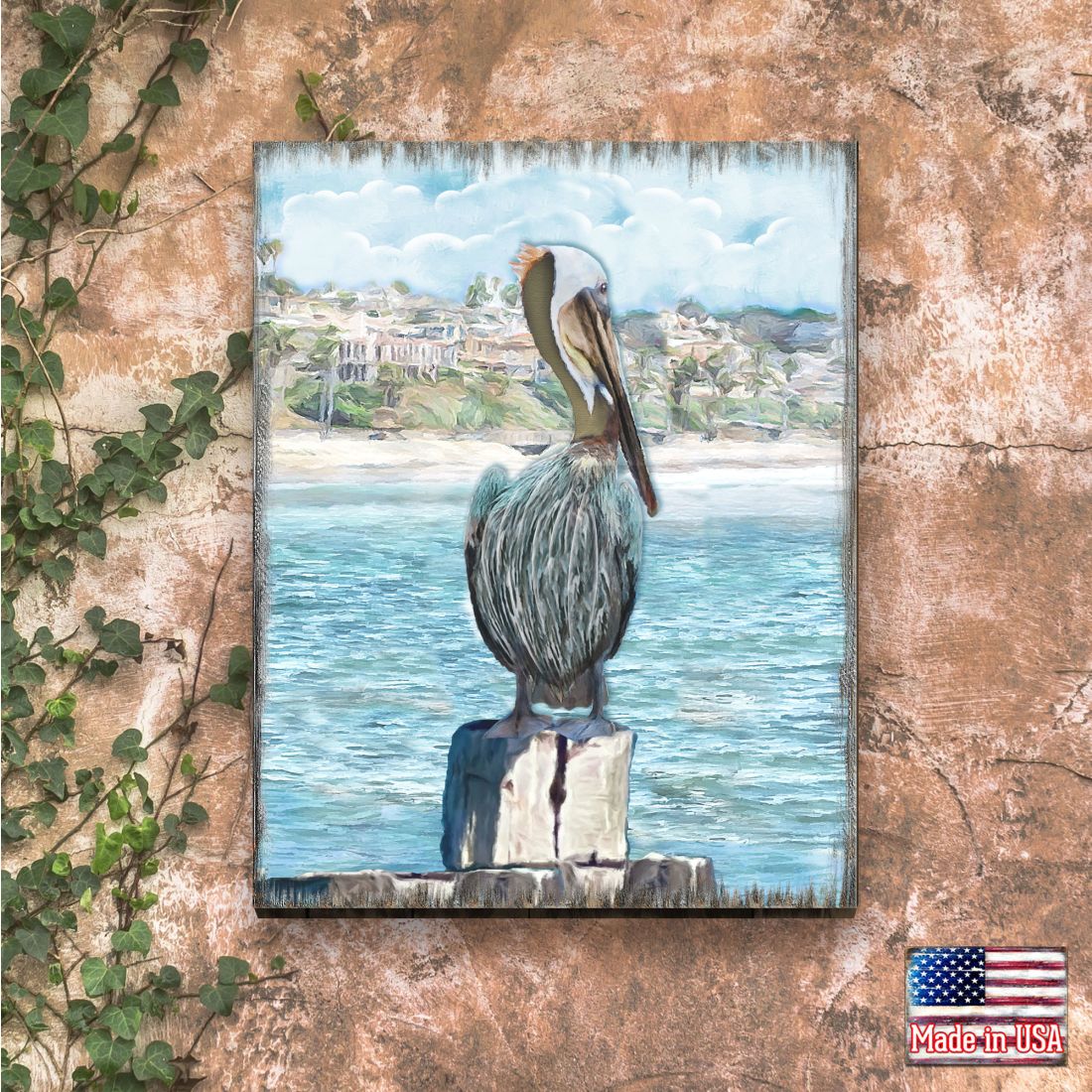 Ocean Serenity Pelicans Wooden Coastal Wall Art by Nature Wonders - Coastal Sea-Life Decor - 95252-3B