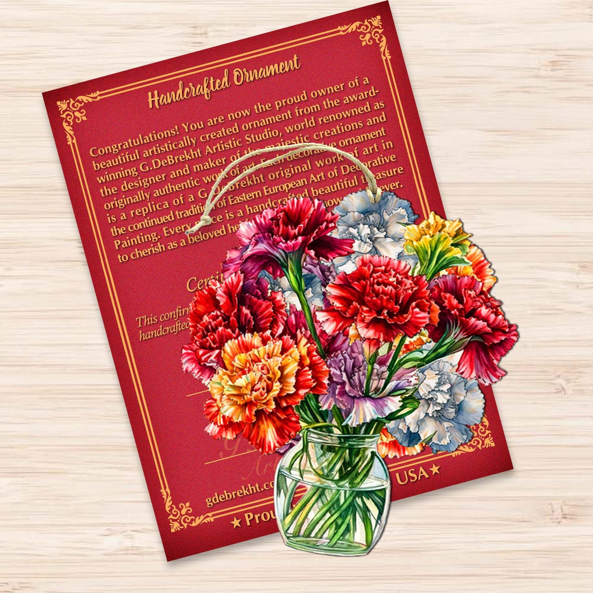 Flowers in the Vase Wooden Ornaments by G. Debrekht - Love Family Decor - 8688317