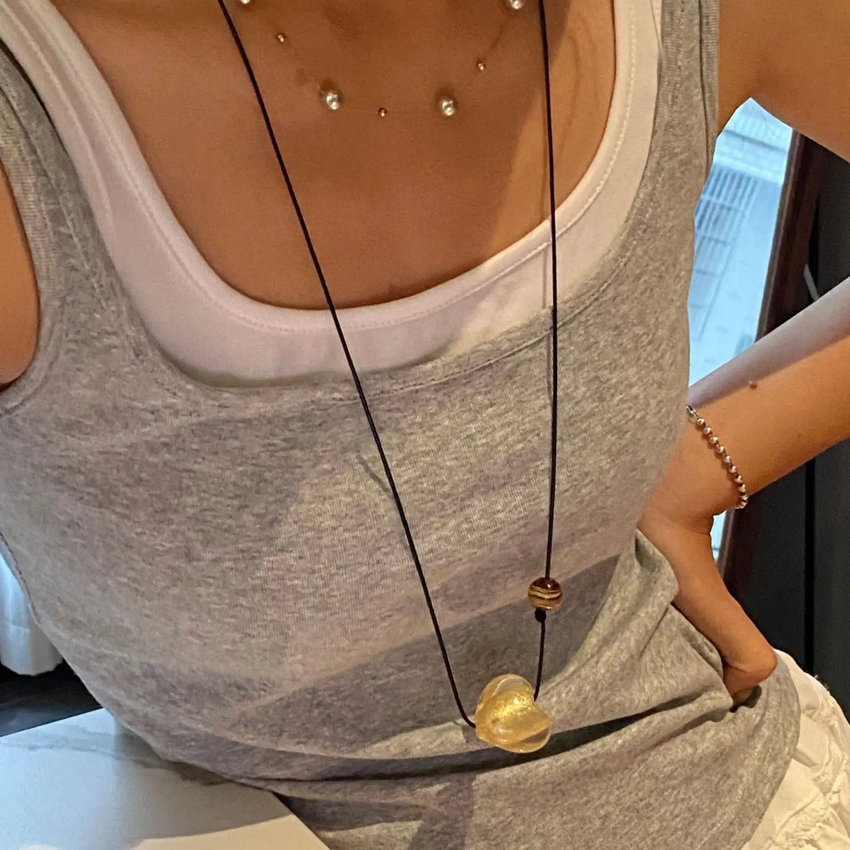 New Style Glass Love Pendant Design Sense Niche Long Necklace - Lootquake