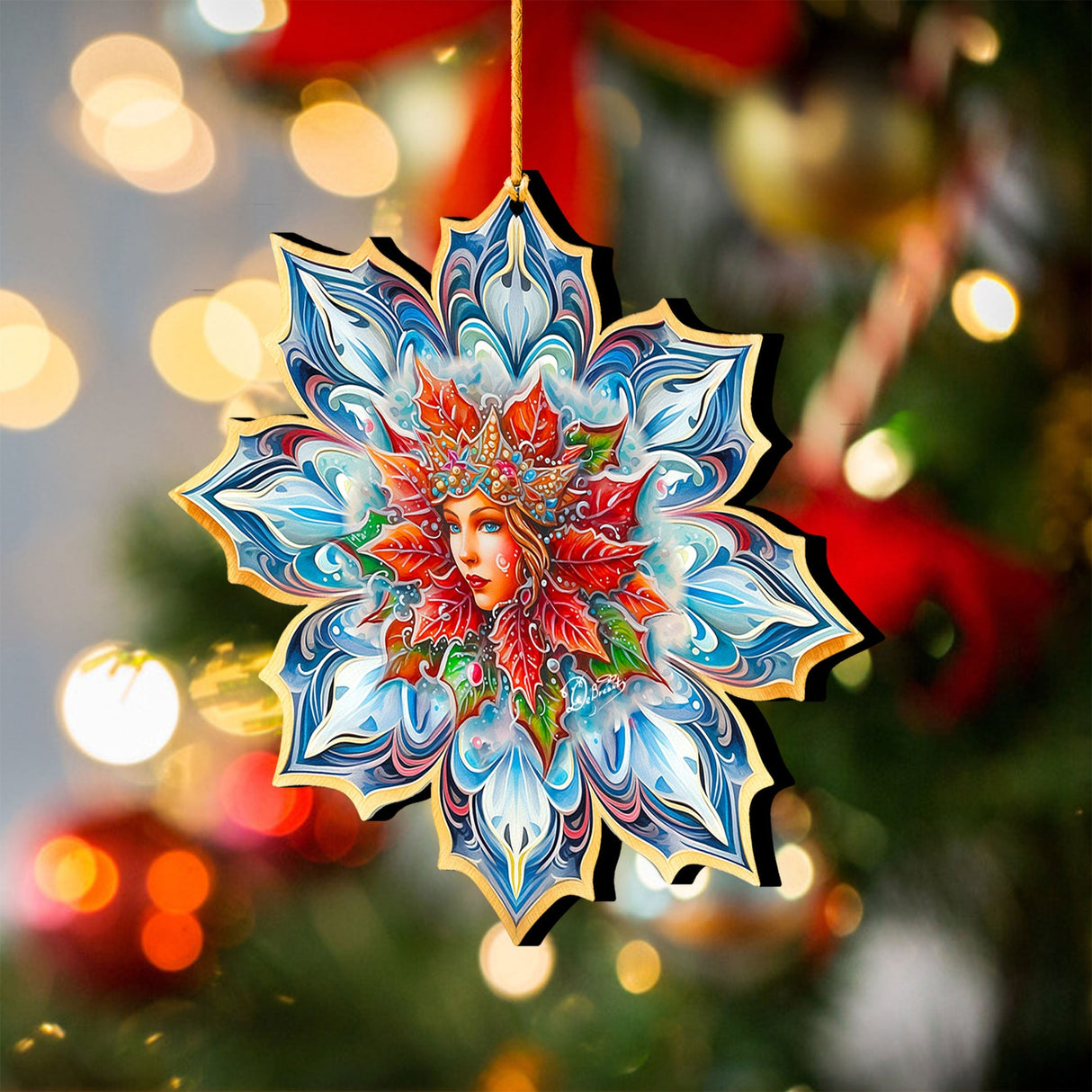 Snow Queen Snowflake Wooden Ornaments by G. Debrekht - Christmas Decor - 8688402