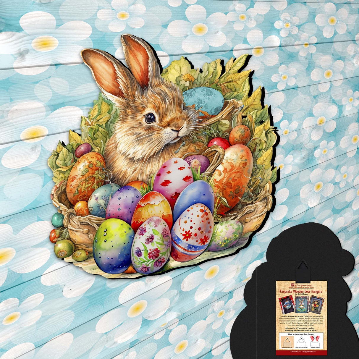Easter Bunny with Eggs Holiday Door Decor by G. Debrekht - Easter Spring Decor - 8652766H