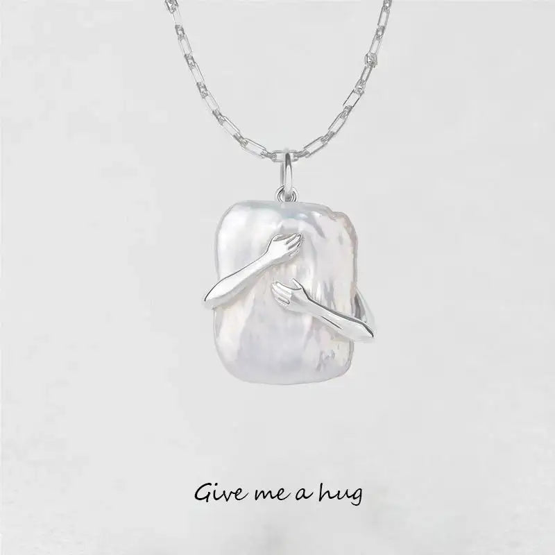 Unique Square Baroque Pearl Couple Pendant Necklace Valentines Day Lover Gift Party Jewelry - Lootquake