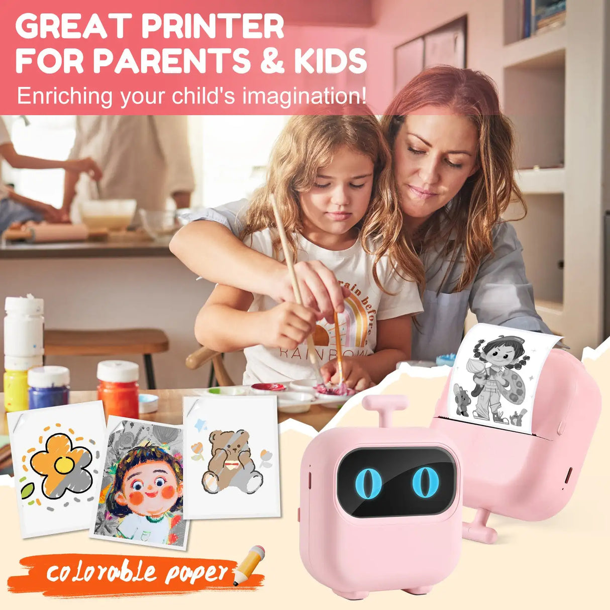 Mini Printer, All Purpose Sticker Maker With Thermal Papers, Bluetooth Portable Printer All Purpose - Lootquake