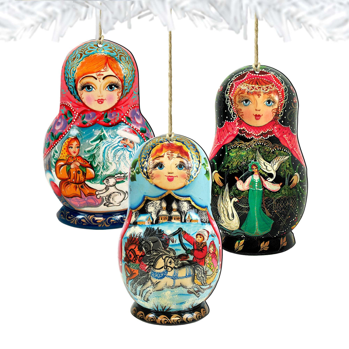 Nesting Doll Wooden Ornaments Set of 3 by G. DeBrekht - Christmas Décor - 8100105S3