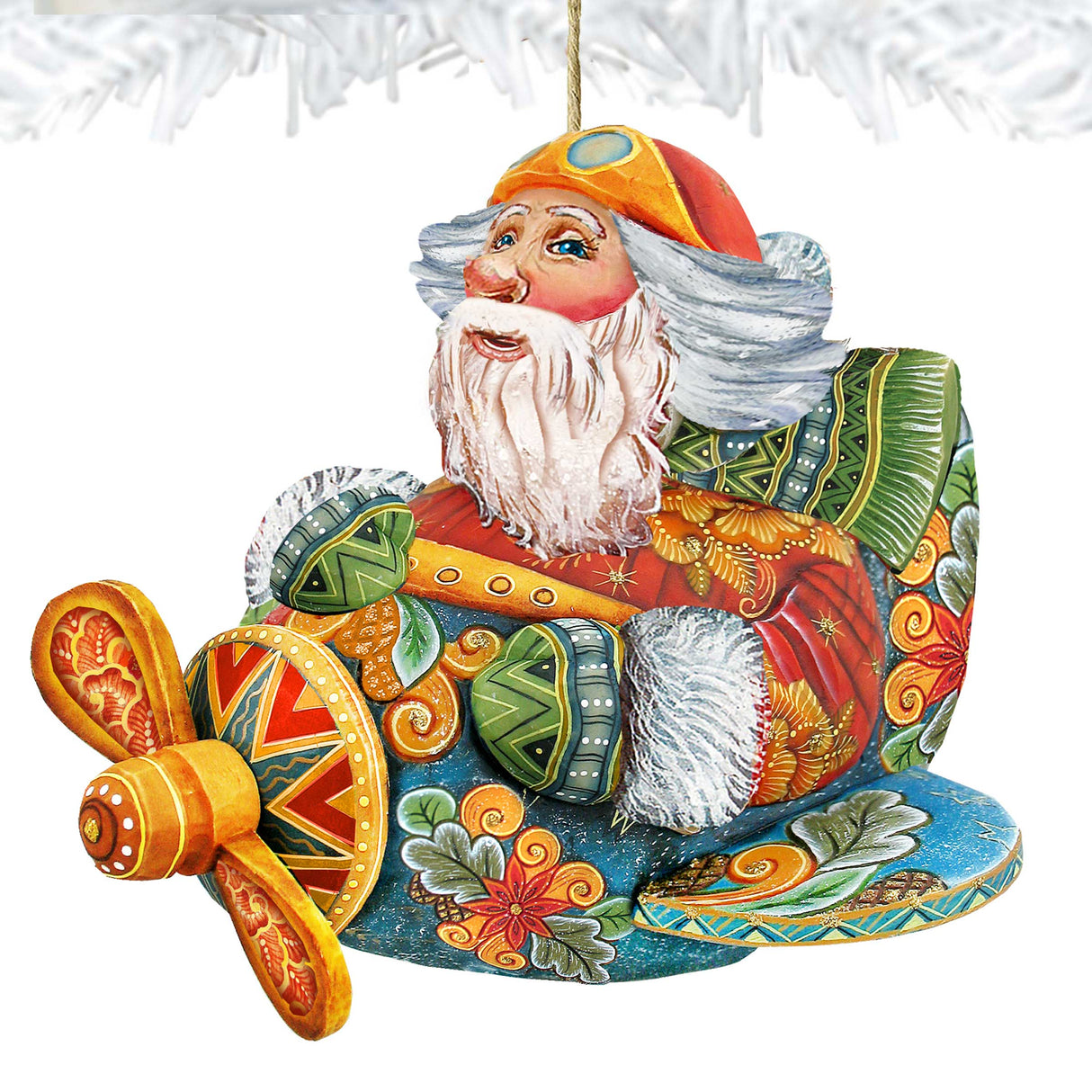 Aviator Santa Christmas Wooden Ornaments by G. DeBrekht - Christmas Santa Snowman Decor - 8112030