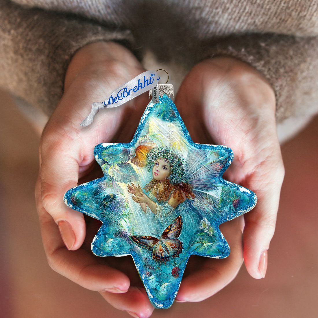 Adorno de cristal con forma de hada de flores de G. DeBrekht - Decoración navideña - 754-084