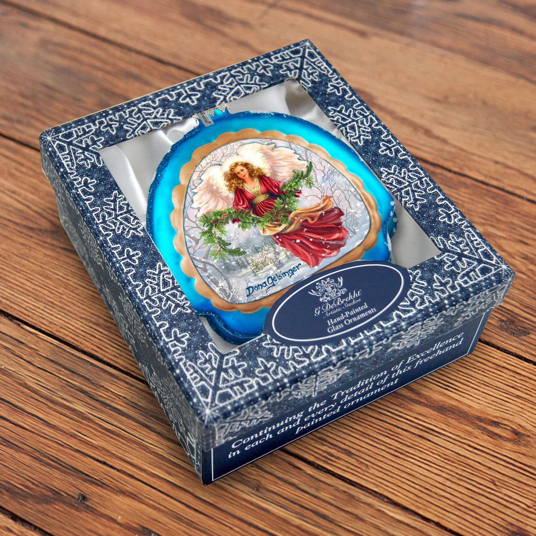 Ángel nevado de cristal de D. Gelsinger - Decoración navideña - 756-102-DG