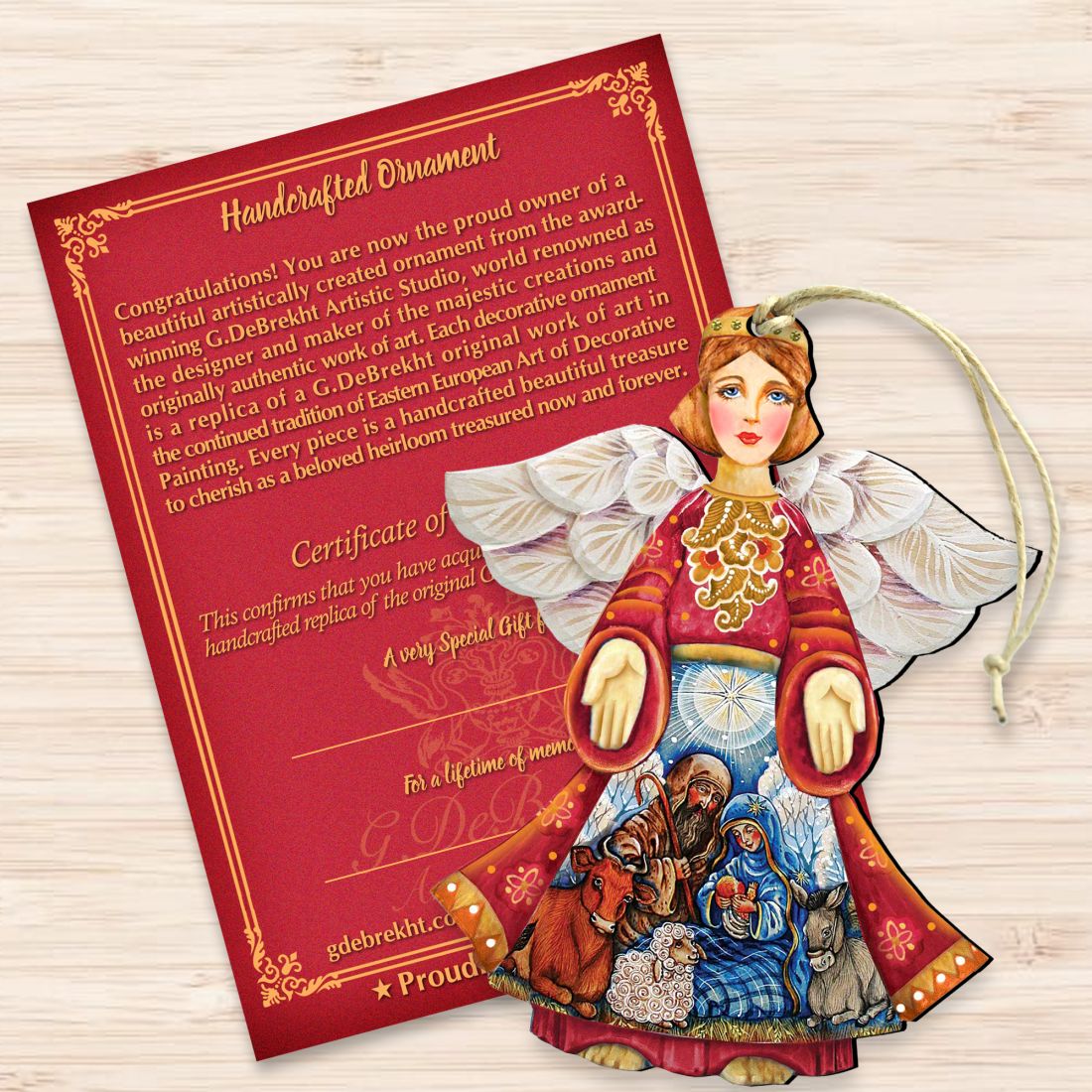 Nativity Christmas Angel Wooden Ornaments by G. DeBrekht - Nativity Holiday Decor - 8152722