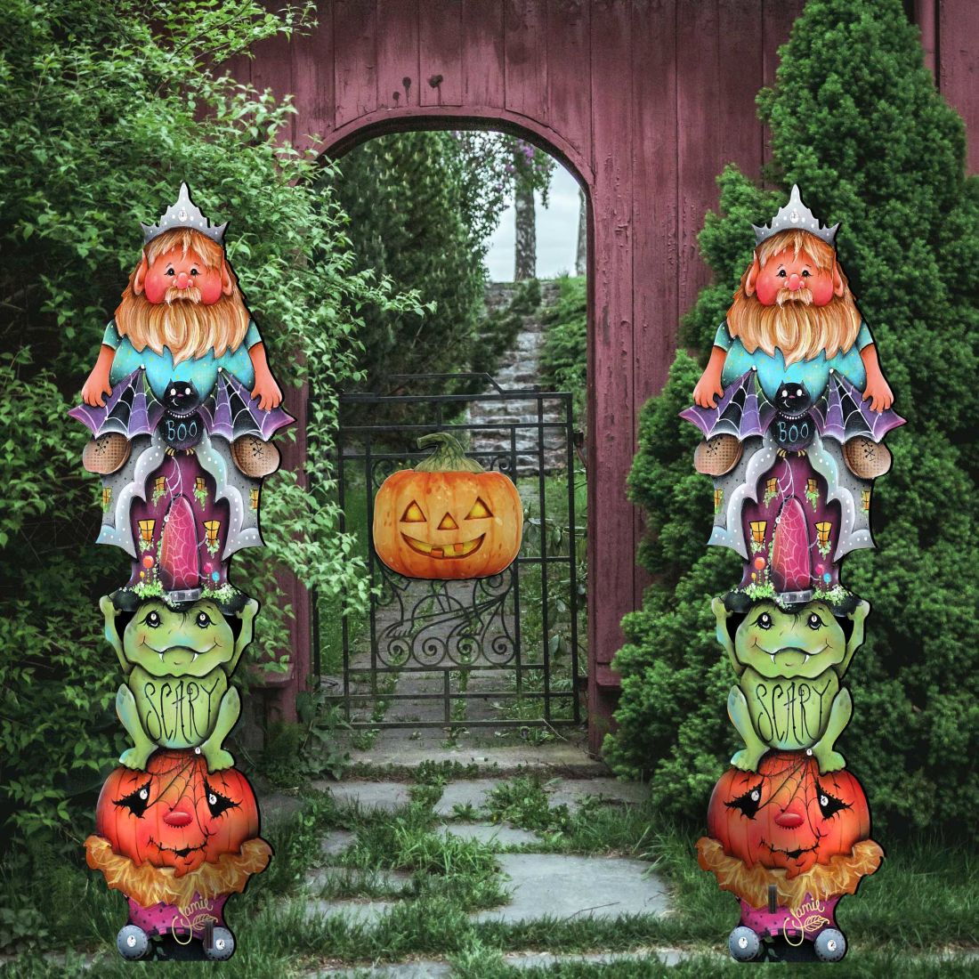 Scary Boo Halloween Set of 2 Outdoor Decor by Jamie Mills-Price - Thanksgiving Halloween Decor - 8457413F