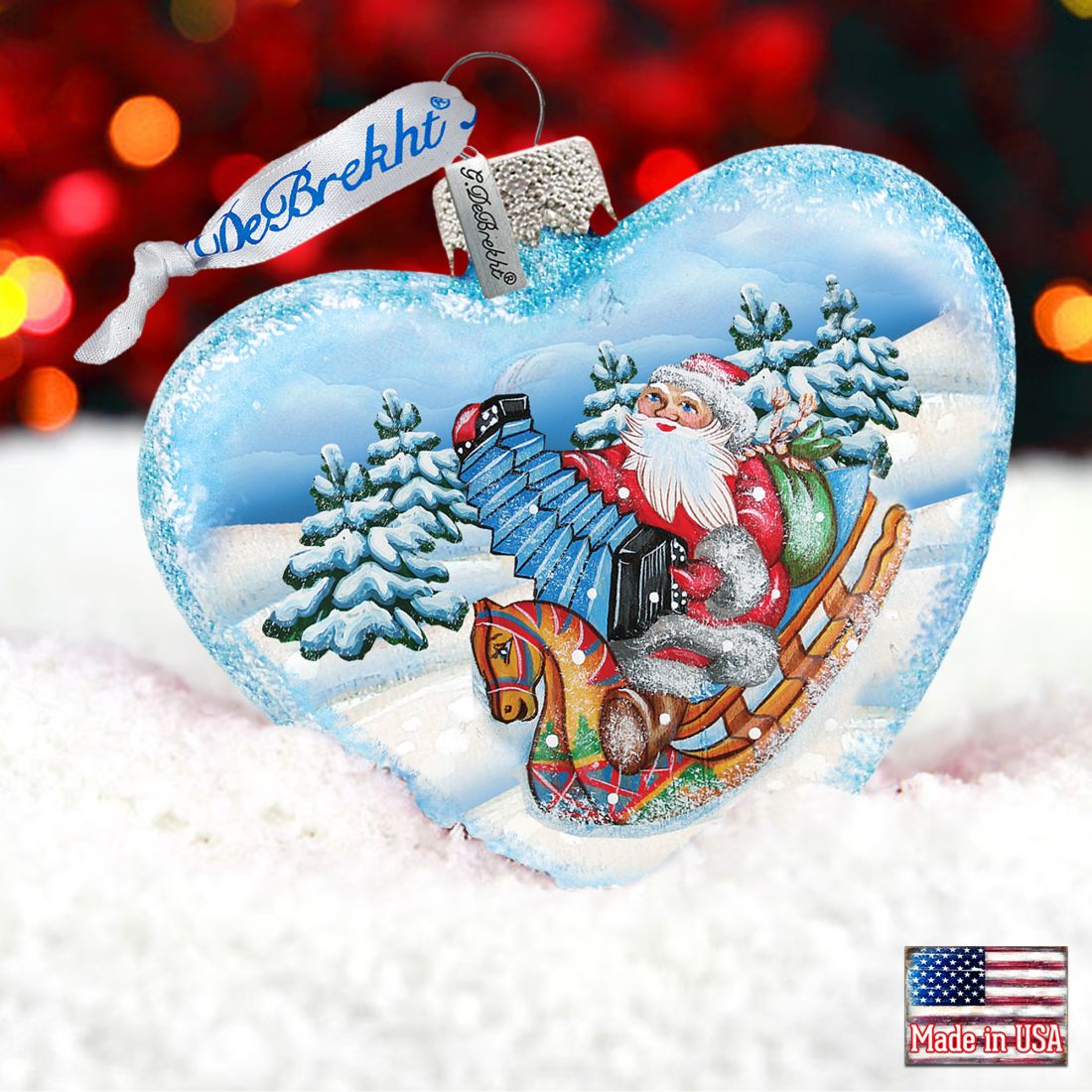 Adorno de Papá Noel en forma de acordeón de G. Debrekht - Decoración navideña de Papá Noel y muñeco de nieve - 753-007