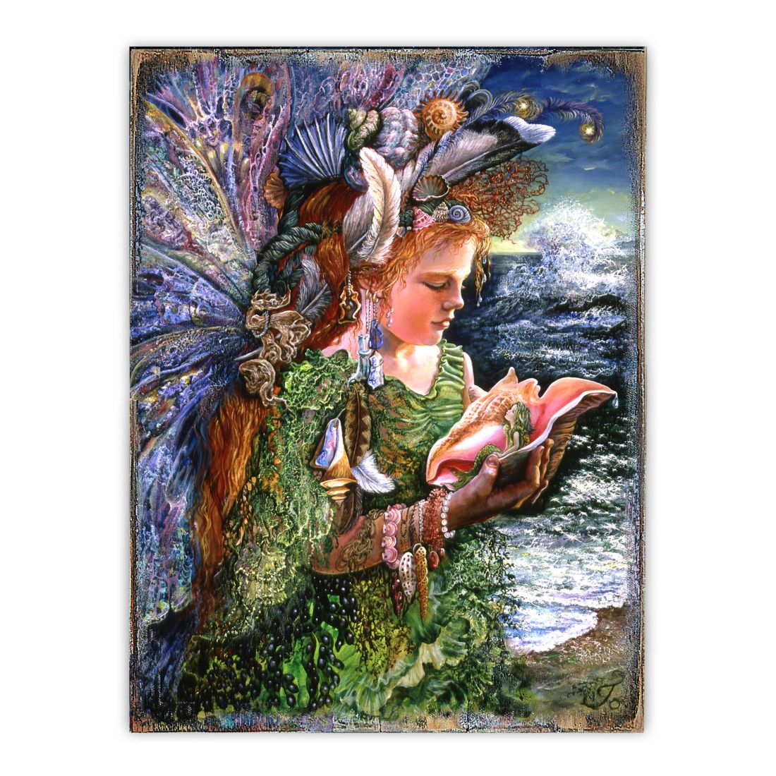 Beachcomber Fairy Fantasy Wooden Wall Art by Josephine Wall - Fantasy Decor - 852130-JW