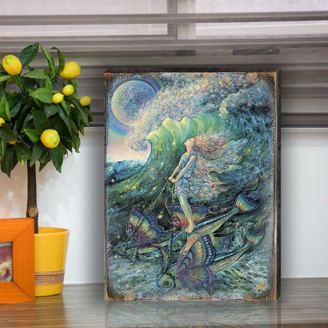 Arte mural de madera "Surfers Dream Fantasy" de Josephine Wall - Decoración de fantasía - 852152-JW