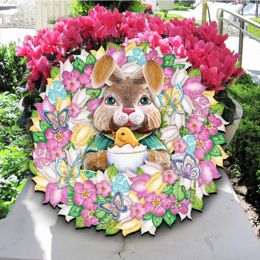Bunny Holiday Door Wreath by G. DeBrekht - Easter Spring Decor - 8185301-2H