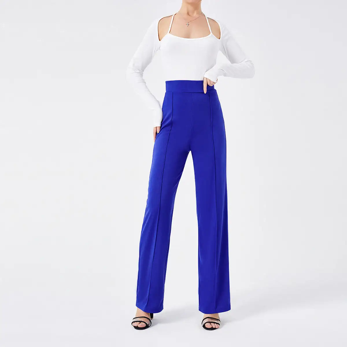 Solid Color Casual Pants Slim, High-waisted Bell Bottoms - Lootquake