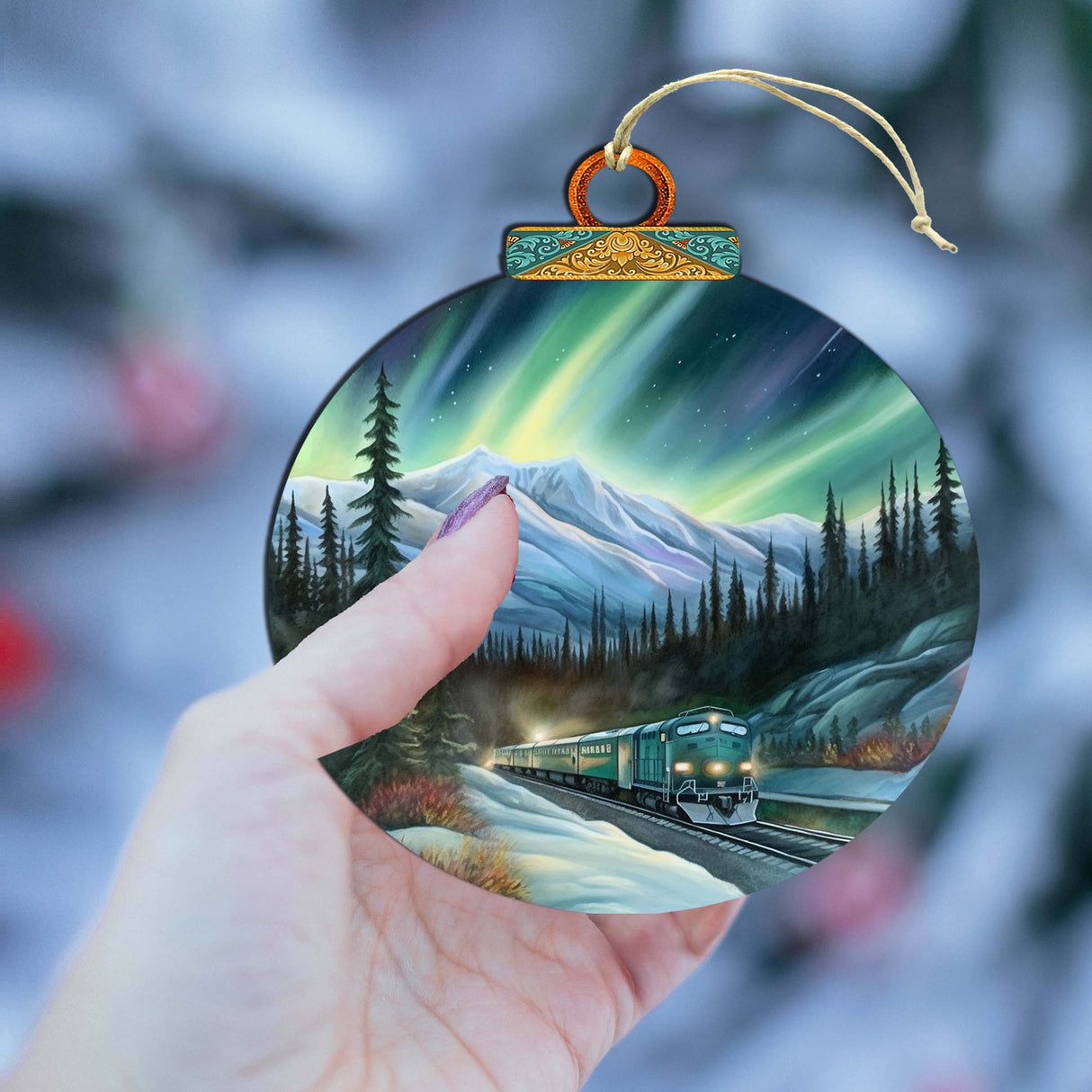 Arctic Light Show Wooden Ornaments by G.Debrekht - Wildlife Holiday Decor - 870040