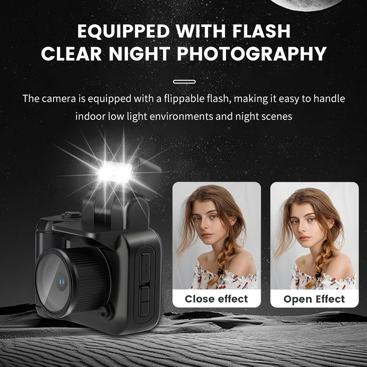 1080P HD Mini Digital Camera with LED Flash, Keychain Attachment, and 16GB Memory Card – Compact Retro Instant Camera for Travel, Holidays, and Everyday Use (White/Pink/Black), Mini Camera