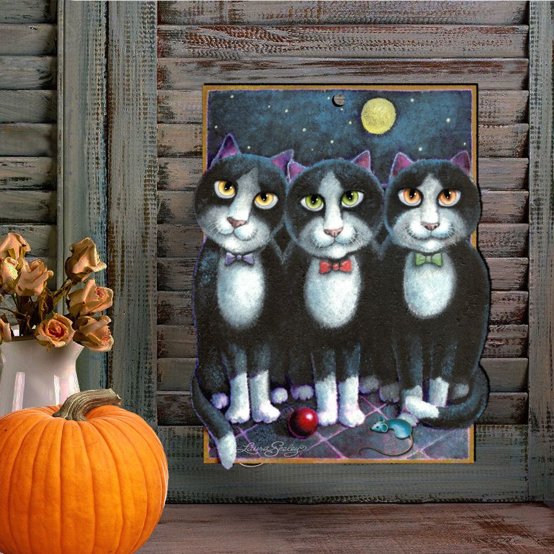 Boys Night Out Holiday Door Decor by Laura Seeley - Pets Dog and Cats Decor - 8512052H