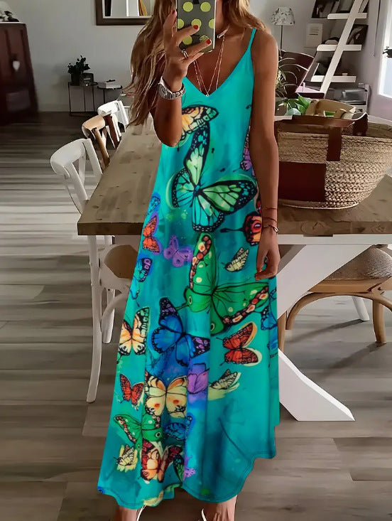 Vestido de mujer con tirantes de primavera y verano con estampado digital