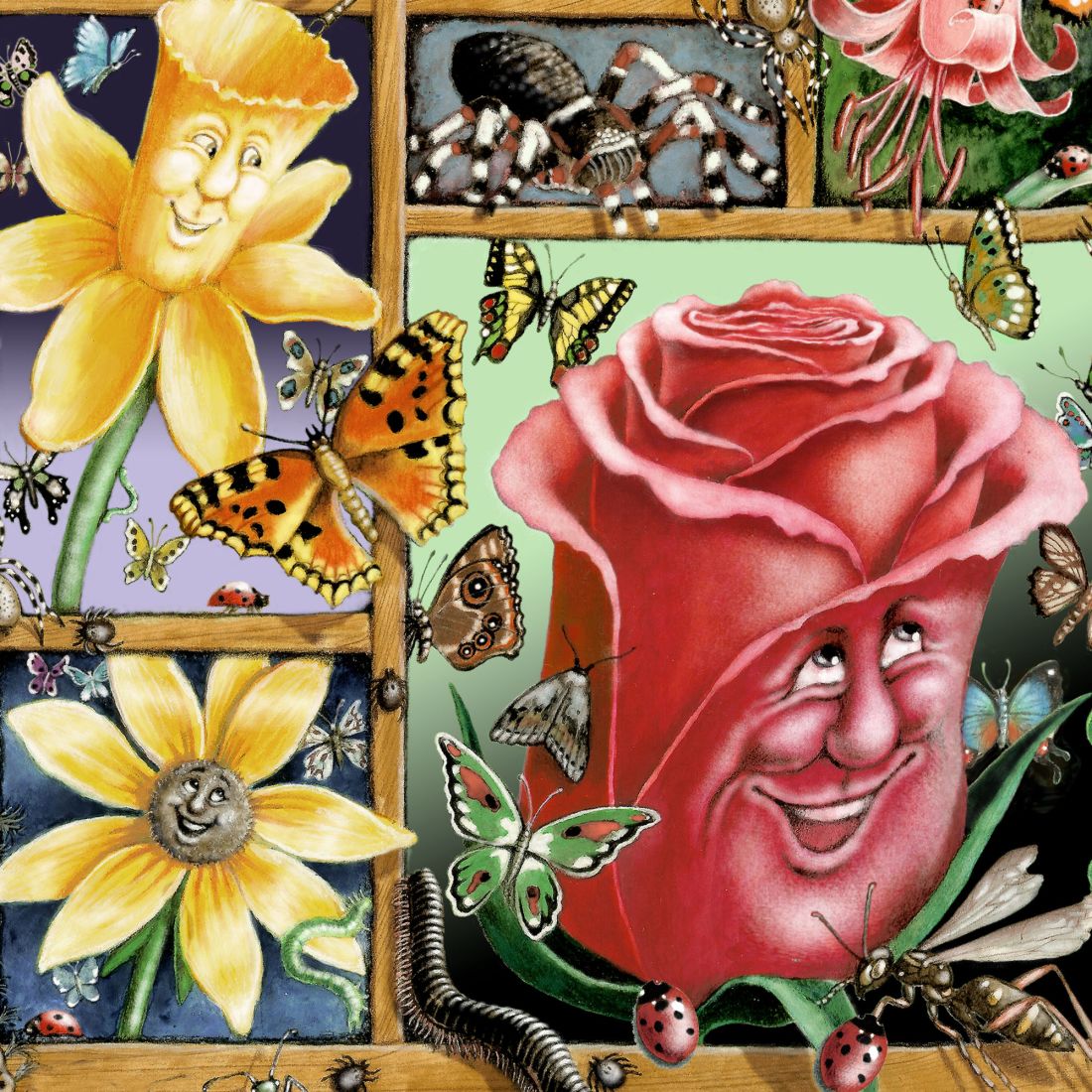 Bugs & Blossoms Whimsical Wall Art by Laura Seeley - Love Family Kids Decor - 8513002-LS