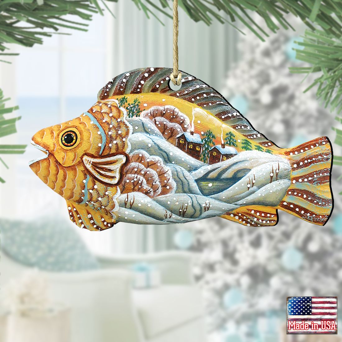 Native Fish Christmas Wooden Ornaments by G. DeBrekht - Coastal Holiday Decor - 8126132