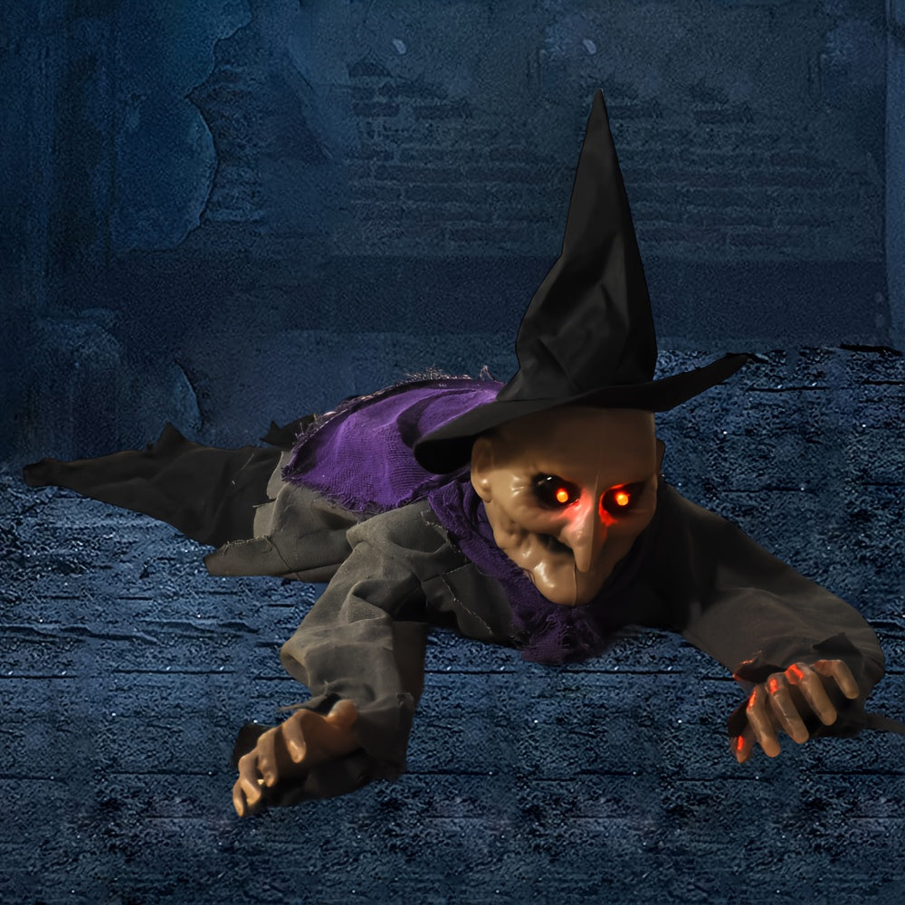 NNETM Witch Skeleton Halloween Crawling Prop with Lights