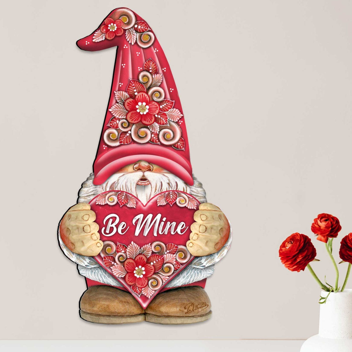 Be Mine Gnome Wooden Door Hanger Valentine Wall Art by G. DeBrekht - Love Family Kids Decor - 8611019H
