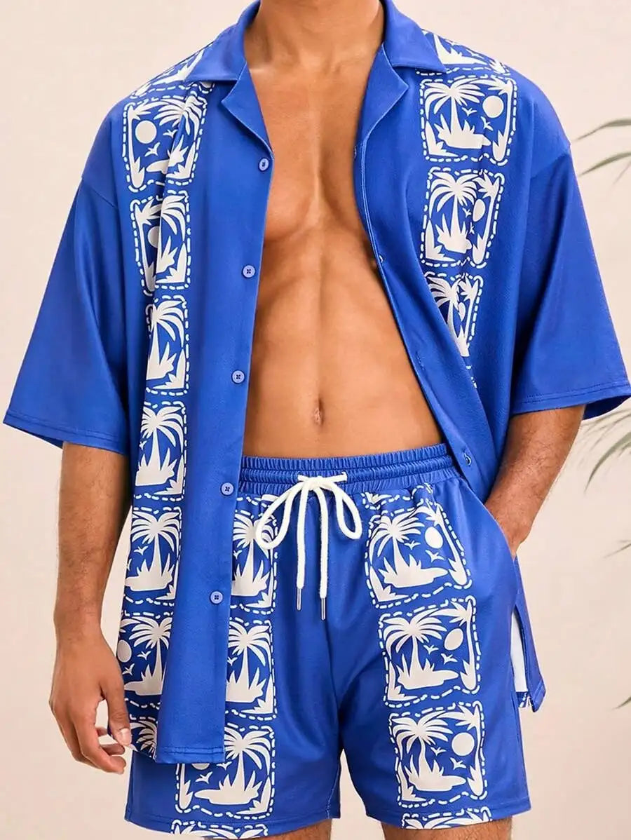 3D Digital Printing Men's Casual Loose Shirt Shorts - Lootquake