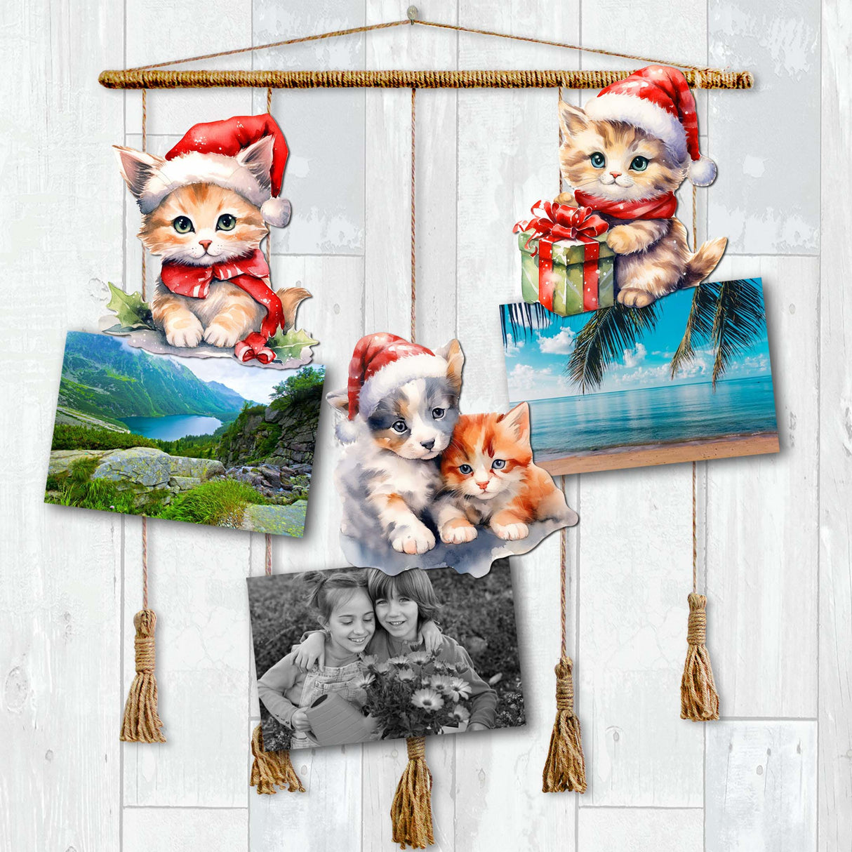 Christmas Cats Decorative Wooden Clip-on Ornaments Set of 3 by G. Debrekht - Christmas Decor - 8091016C-S3