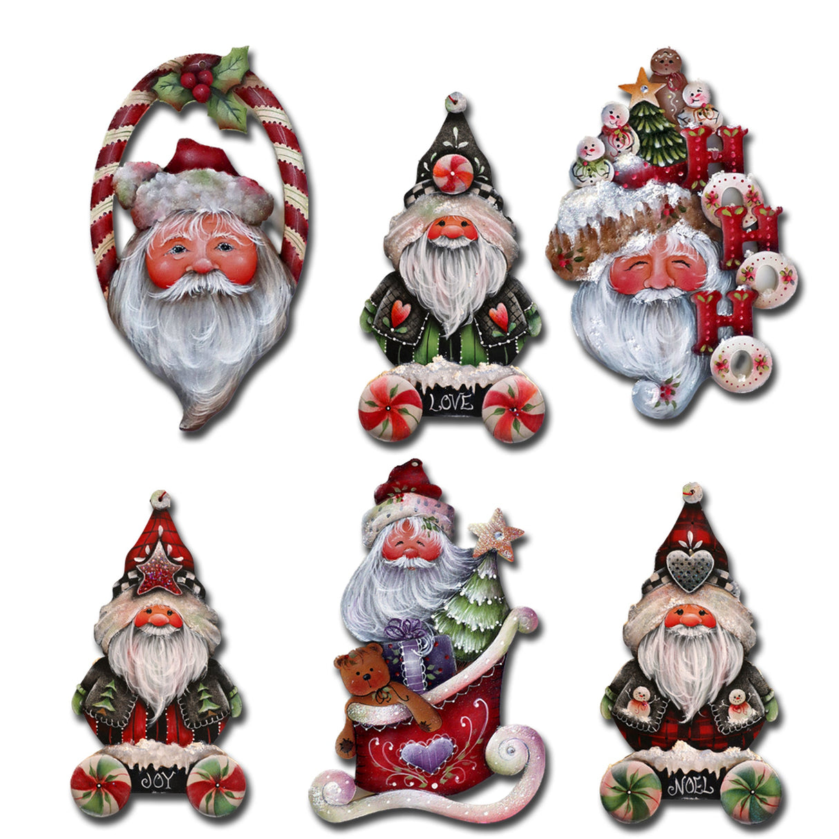Magical Baby Santa Decorative Wooden Magnets Set of 6 by Jamie Mills-Price - Christmas Santa Snowman Décor - 8090051G-S6