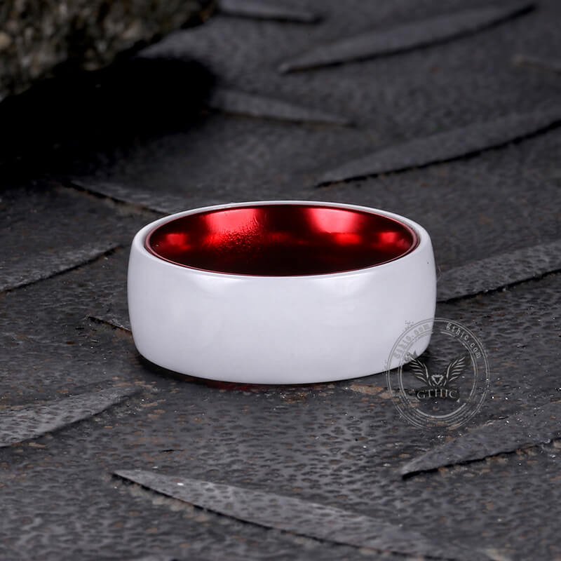 Anillo de cerámica blanca simple de 8 mm