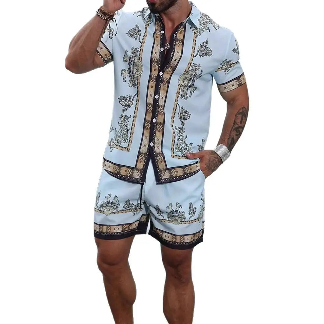 3D Digital Printing Men's Casual Loose Shirt Shorts - Lootquake