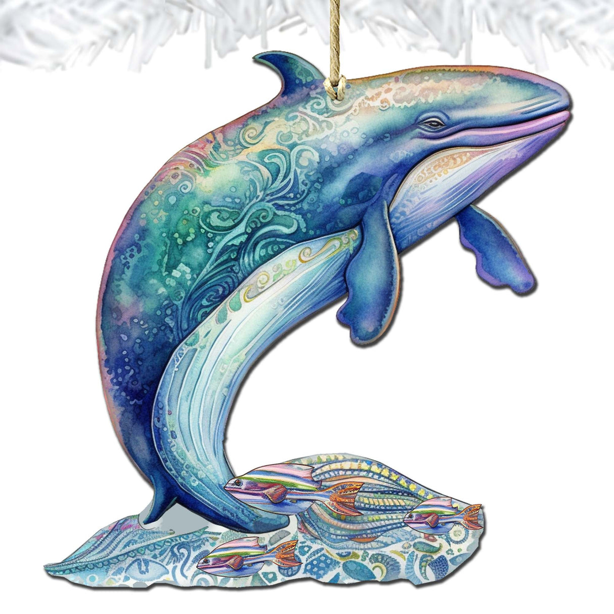 Adornos de madera de ballena de Alaska de G.Debrekht - Decoración navideña con temática de vida silvestre - 8710107-3