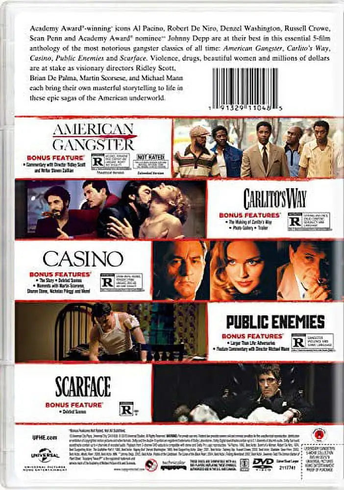 Legendary Gangsters: 5-Movie Collection (American Gangster/Carlito'sWa - Lootquake