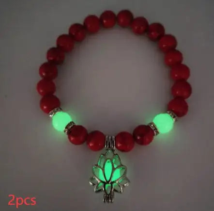 Energy Luminous Lotus Natural Stone Bracelet Yoga Healing Luminous Glow In The Dark Charm Beads Bracelet For Men Women Prayer Buddhism - Lootquake